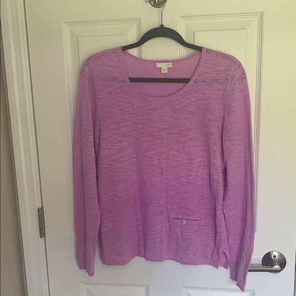 J Jill Linen/Cotton blend pink/ lavender crewneck lightweight sweater size small - Picture 1 of 7